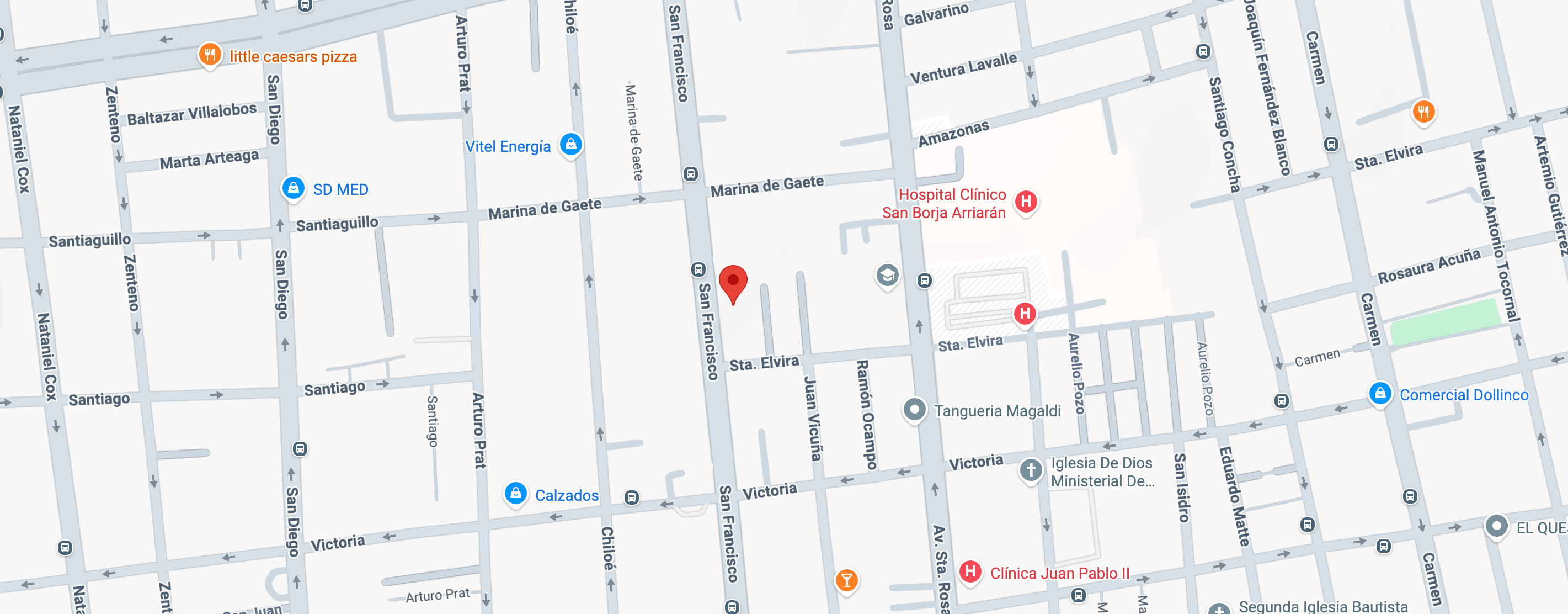 Ubicación de Purificadora Calfu - San Francisco 1268, Santiago Centro